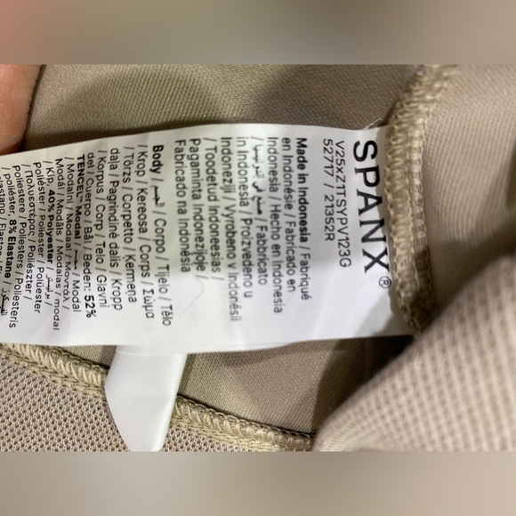 SPANX Sleeveless Collared Dress Size L Tan & White Stripe Pockets - Picture 6 of 7